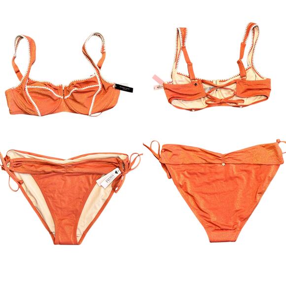 Victoria’s Secret NWT Orange Shimmer Bikini Boho Rave Festival Beach Resort Wear - Picture 1 of 16